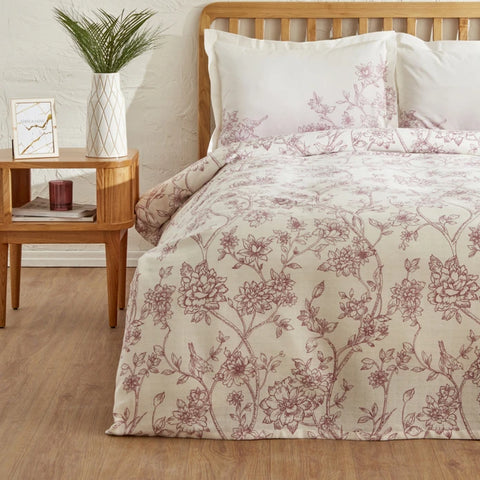Karaca Home Reese 100% Cotton Double Bed Throw Set Powder Pink
 