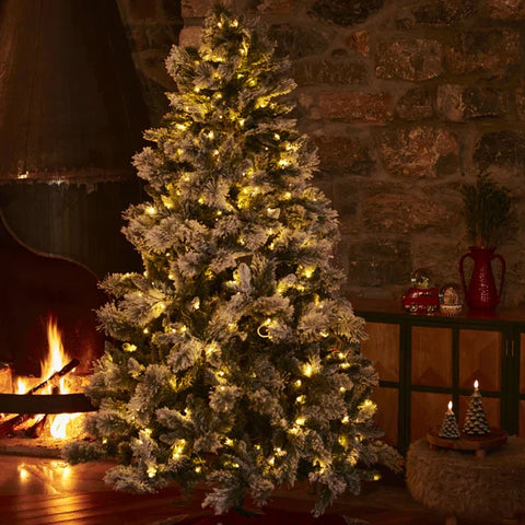 Karaca Home Nieuwjaarsboom 24 Lichten Sneeuwbedekte Kerstboom 210 cm