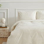 Karaca Home Josef Ecru Gestreept Satijn Eenpersoons Dekbedovertrek Set