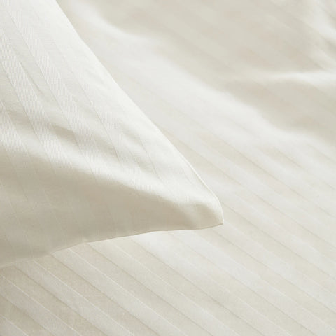 Karaca Home Josef Ecru Gestreept Satijn Eenpersoons Dekbedovertrek Set