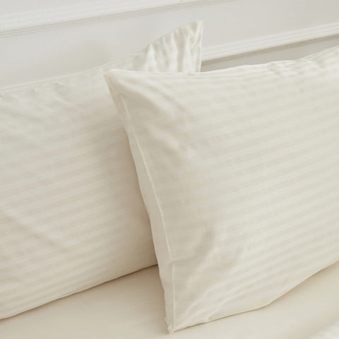 Karaca Home Josef Ecru Gestreept Satijn Eenpersoons Dekbedovertrek Set