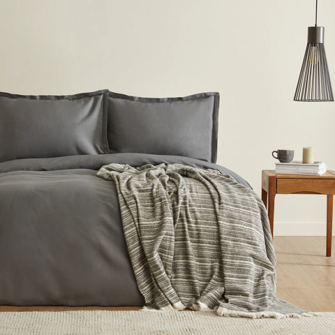 Karaca Home Weena Tweepersoons Krep Duvetset Jakar Bedsprei Set Grijs