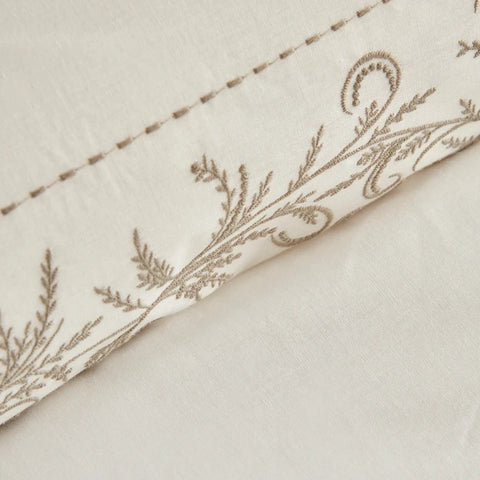 Karaca Home Maisa Tweepersoons Geborduurde Dekbedovertrek Beige