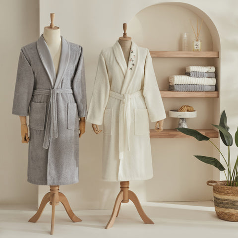 Karaca Home Allen 100% Katoen 6-Delige Familie Badkamer Set Crème Grijs