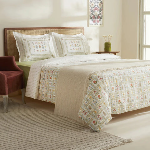 Karaca Home Arty 100% Katoen Tweepersoons Dekbedovertrek en Deken Set