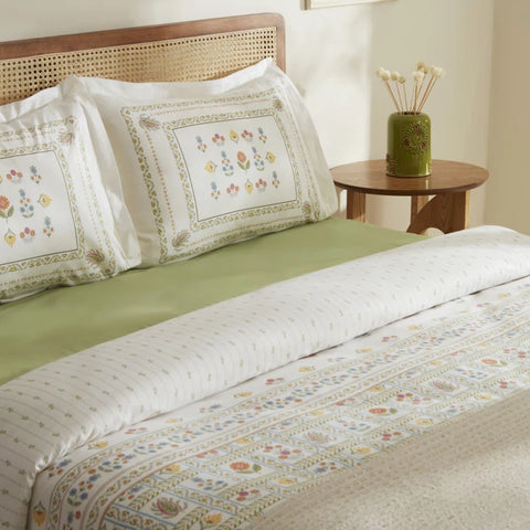 Karaca Home Arty 100% Katoen Tweepersoons Dekbedovertrek en Deken Set