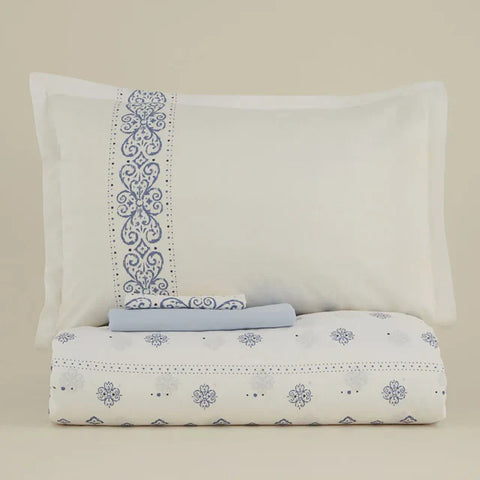 Karaca Marino 100% Turkish Cotton Duvet Cover Set, Double, Blue