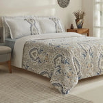 Karaca Lemy 100% Cotton Satin Duvet Cover Set, Double, Blue