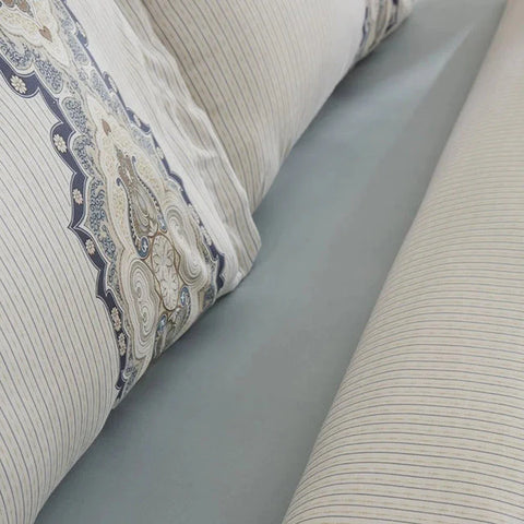 Karaca Lemy 100% Cotton Satin Duvet Cover Set, Single, Blue