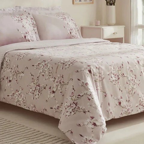 Karaca Pesla 100% Cotton Satin Duvet Cover Set, Double, Pink