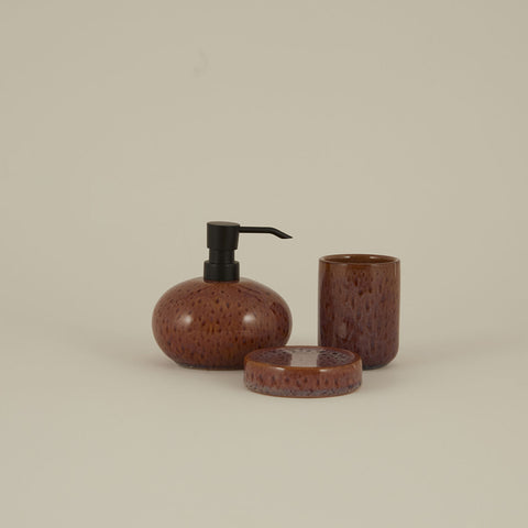 Karaca Home Olivia 3-Piece Bathroom Accessory Set Plum