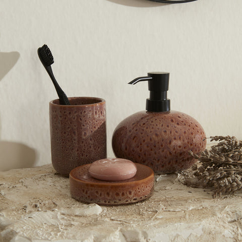 Karaca Home Olivia 3-Piece Bathroom Accessory Set Plum