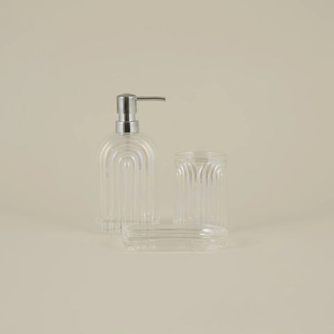 Karaca Home Lenna 3-Piece Bathroom Accessory Set, Naturel