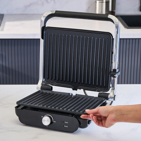 Homend Grilliant 1366H Tosti- en Grillapparaat met uitneembare gietijzeren platen en roestvrijstalen behuizing