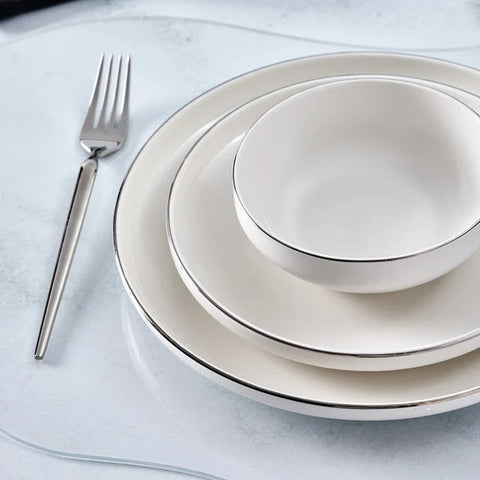 Karaca Streamline New Saturn V2 Platin Serviesset voor 6 Personen, 24-delig