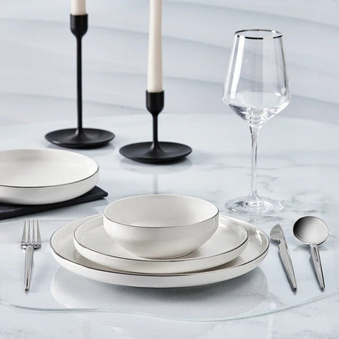 Karaca Streamline New Saturn V2 Platin Serviesset voor 6 Personen, 24-delig