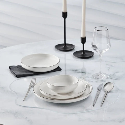 Karaca Streamline New Saturn V2 Platin Serviesset voor 6 Personen, 24-delig