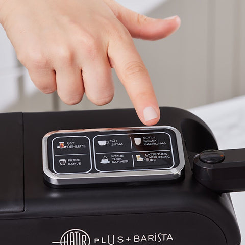 Karaca Hatır Plus Barista Steel 6 in 1 Talking Latte Cappuccino and Turkish Coffee Machine Black Chrome