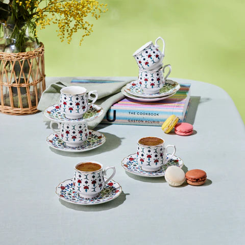 Karaca Ebruli 90 Ml 6-Piece Coffee Cup Set, Multicolored