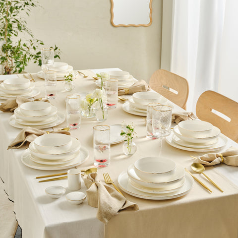 Karaca Red Carpet Collection Stream Bone Merope 53-Piece 12-Person Dinner Set Gold
 