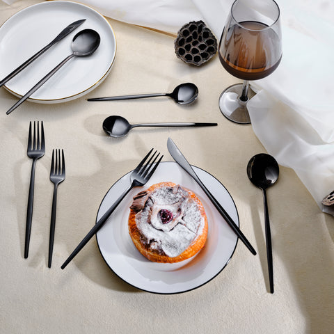 Karaca Orion Shiny Black 30-piece Cutlery Set for 6 People