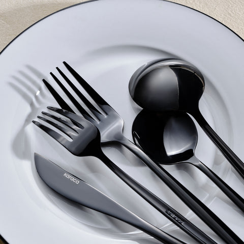 Karaca Orion Shiny Black 30-piece Cutlery Set for 6 People