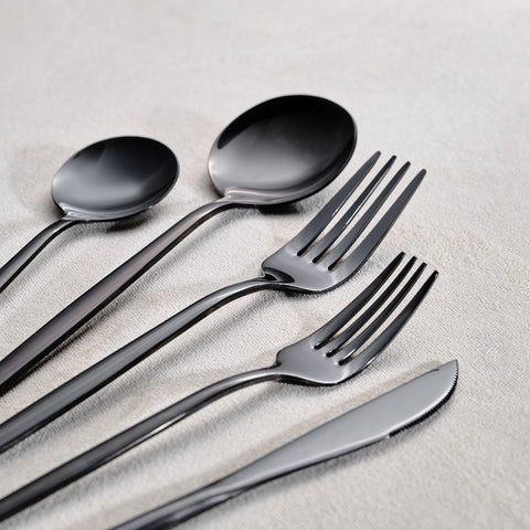 Karaca Orion Shiny Black 30-piece Cutlery Set for 6 People