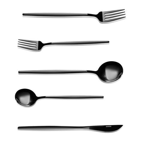 Karaca Orion Shiny Black 30-piece Cutlery Set for 6 People