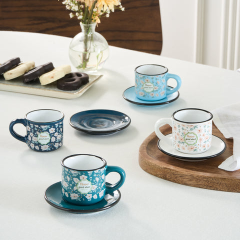 Karaca Monet Espressokopjes-Set voor 4 Personen, 60 ml, 8-delig