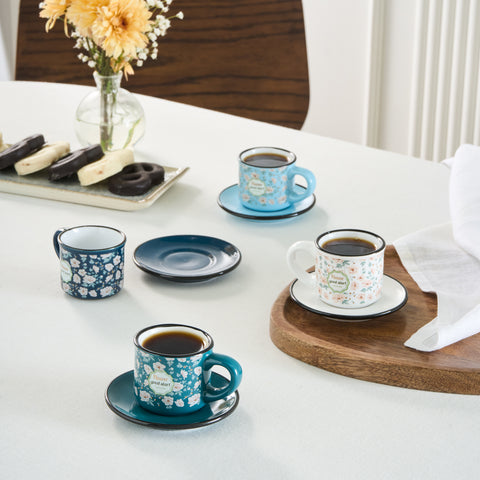 Karaca Monet Espressokopjes-Set voor 4 Personen, 60 ml, 8-delig