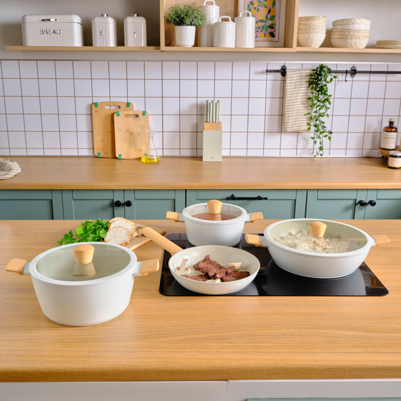 Karaca Swiss Crystal Almond Cream 7-delige Inductiebestendige