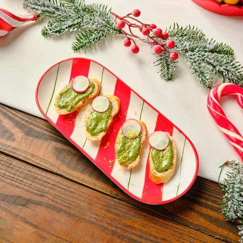 Karaca New Year 25 Candy Stripe Plate, 28 cm