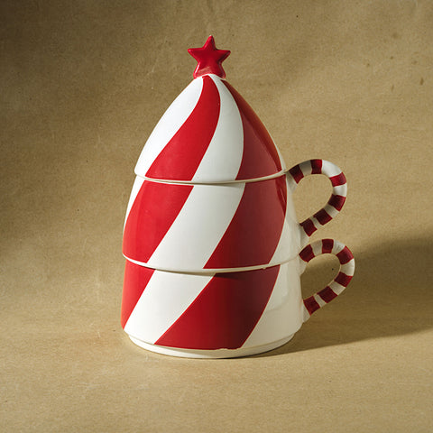 Karaca New Year Christmas Tree Mug Set Red, 400 ml