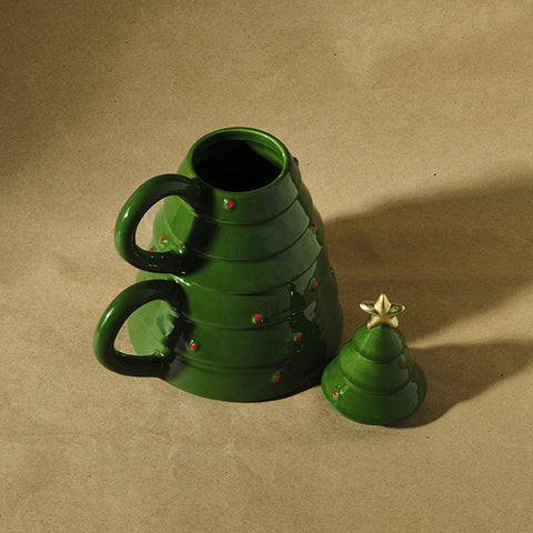 Karaca New Year Christmas Tree Mug Set, 400 ml