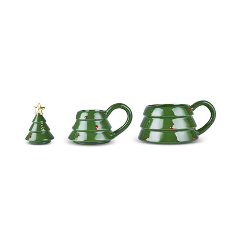 Karaca New Year Christmas Tree Mug Set, 400 ml