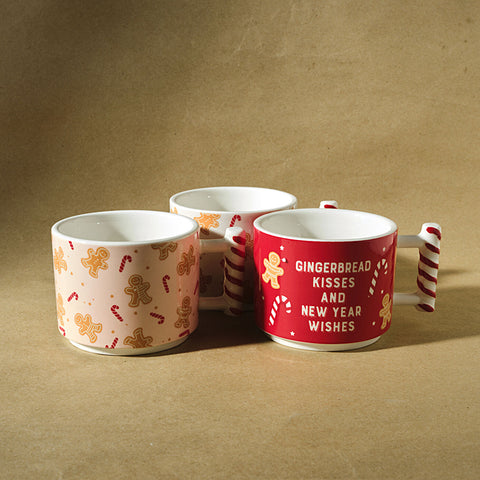 Karaca New Year Gingerbread Man Mug Set, 400 ml