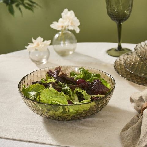 Karaca Braid Glanzende Glazen Saladeschaal, 22 cm, Schittering