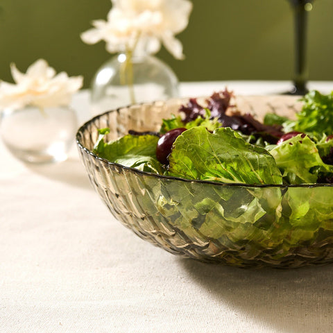 Karaca Braid Glanzende Glazen Saladeschaal, 22 cm, Schittering
