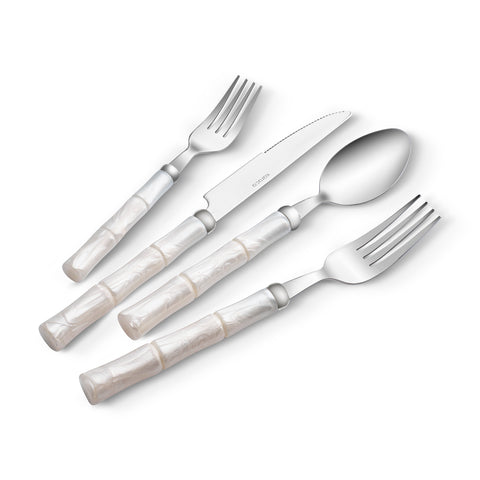 Karaca Ember Cutlery Set for 6 People, 24-Piece, Cream