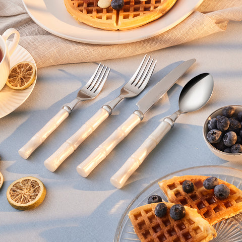 Karaca Ember Cutlery Set for 6 People, 24-Piece, Cream