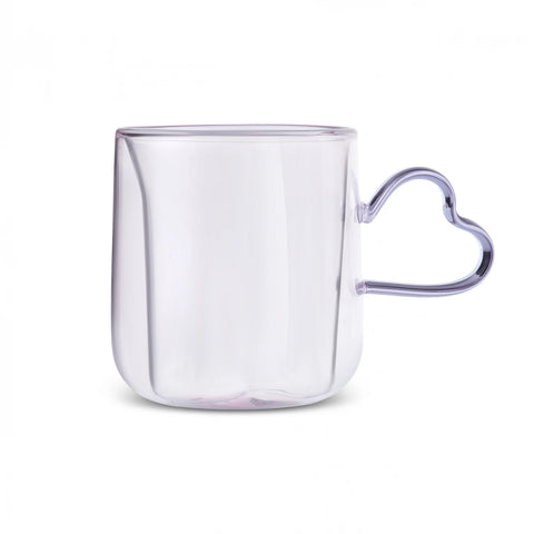 Karaca Pia Lola Double Walled Glass Mug, 300 ml, Pink
