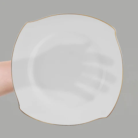 Karaca Square Bone Beyaz Altın, 53-Piece Dinner Set for 12 People