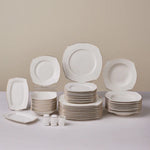 Karaca Square Bone Beyaz Altın, 53-Piece Dinner Set for 12 People