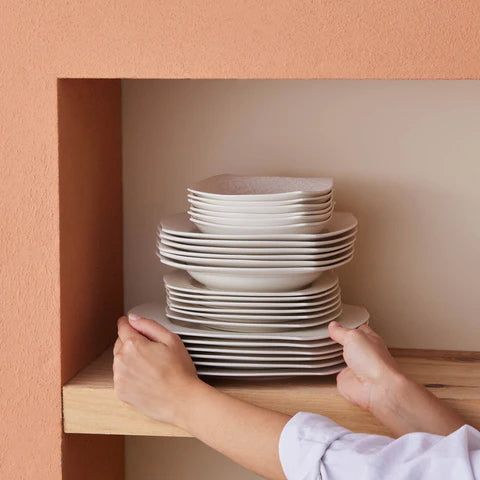 Karaca Square Bone Fancy, 53-Piece Dinner Set for 12 People