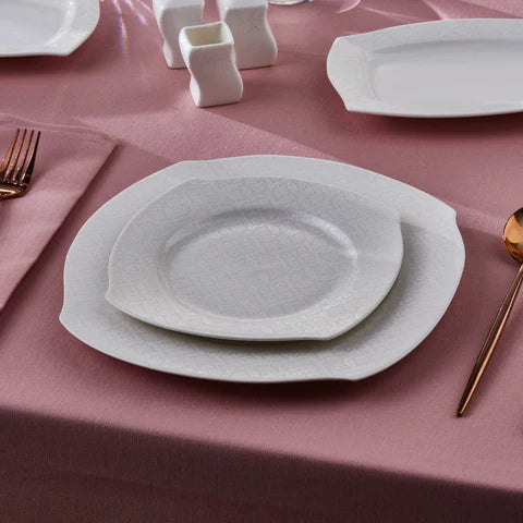 Karaca Square Bone Fancy, 53-Piece Dinner Set for 12 People