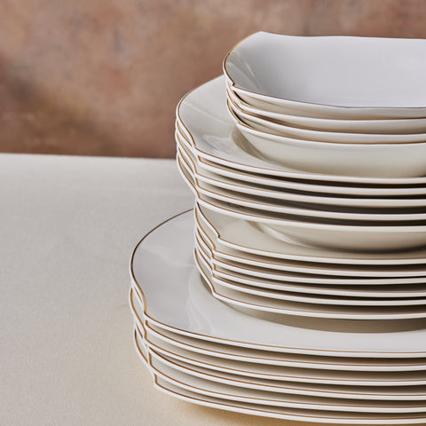 Karaca Square Bone Wave 53-Delig 12-Persoons Servieset Goud