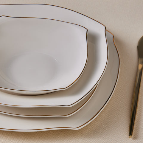 Karaca Square Bone Wave 53-Delig 12-Persoons Servieset Goud