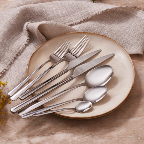 Karaca Serena 84-Piece Stainless Steel Cutlery Set for 12 People, Silver