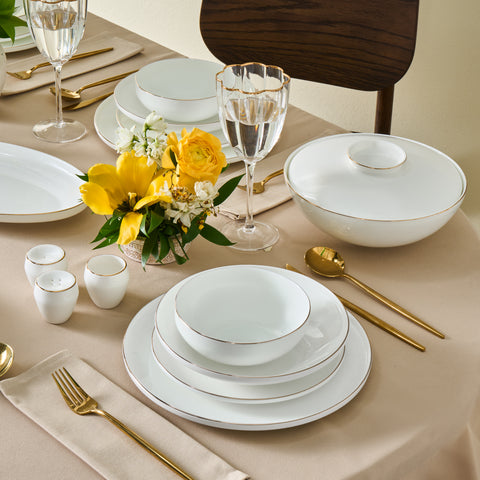 Karaca Fine Bone Meridian 55-Piece Dinner Set for 12 People Gold
 