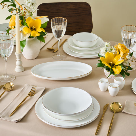 Karaca Fine Bone Meridian 55-Piece Dinner Set for 12 People Gold
 